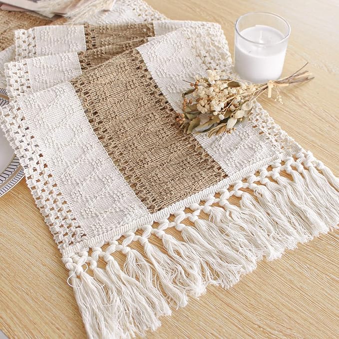 FEXIA Boho Table Runner for Christmas Home Decor