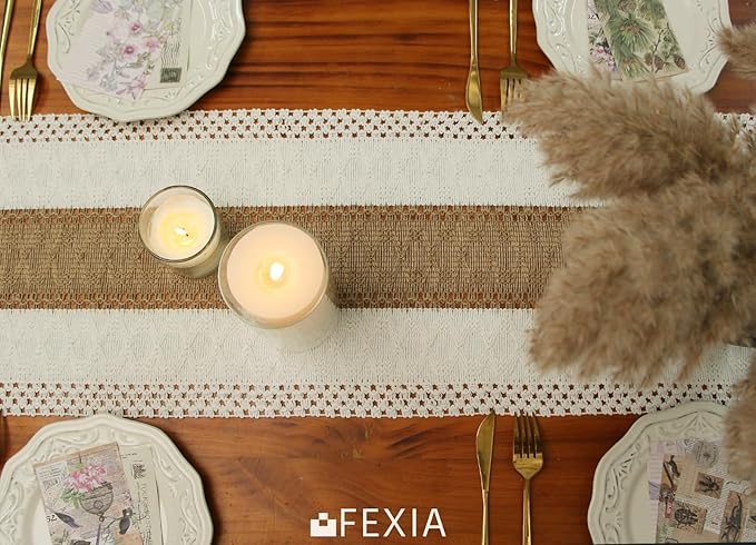FEXIA Boho Table Runner for Christmas Home Decor